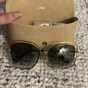 Chloe Gold Frame Sunglasses with Tinted Lenses